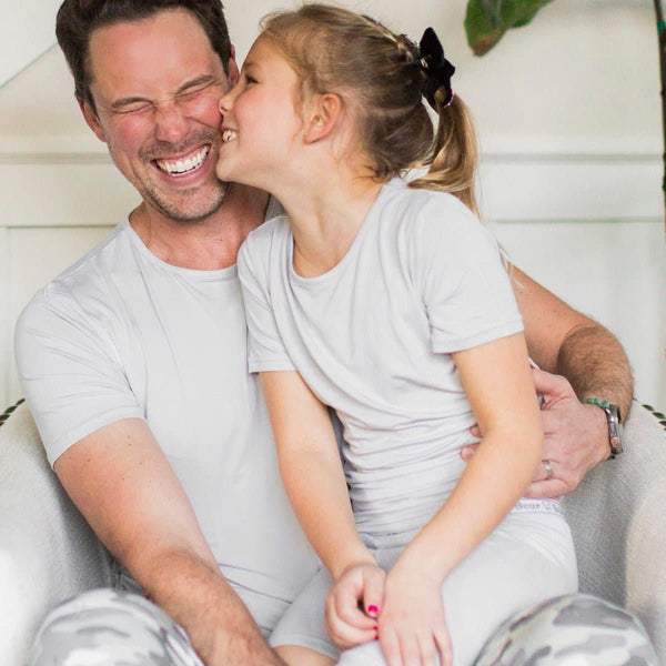 cloud-grey-bamboo-kids-pajama-short-set-bellabu-bear - Sophia's Style The "Easy Two-Piecey"-1